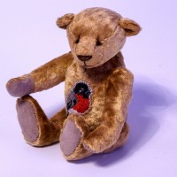 Мишка Teddy "Sunbear" из золотого плюша с вышивкой
