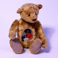 Мишка Teddy "Sunbear" из золотого плюша с вышивкой